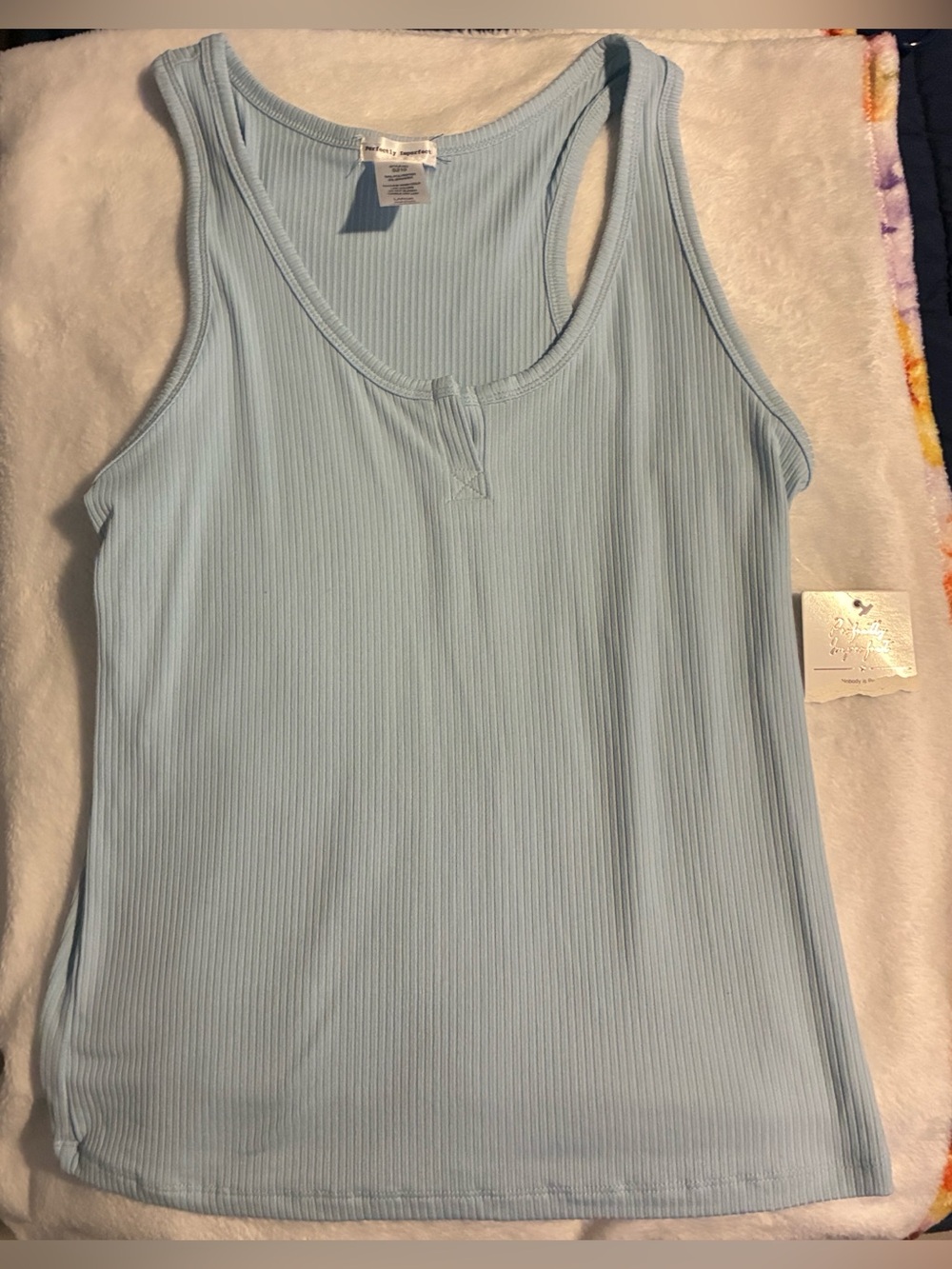 Perfectly Imperfect Women’s Light Blue Ribbed Tank Top